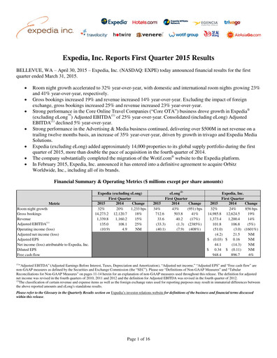 Miniature Expedia Group Rapport trimestriel 2015-q1