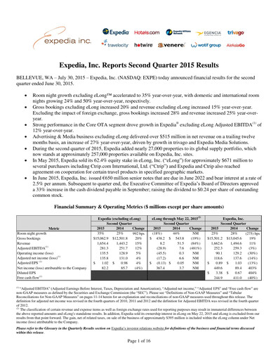 Miniature Expedia Group Rapport trimestriel 2015-q2