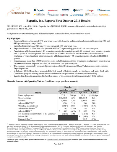 Miniature Expedia Group Rapport trimestriel 2016-q1
