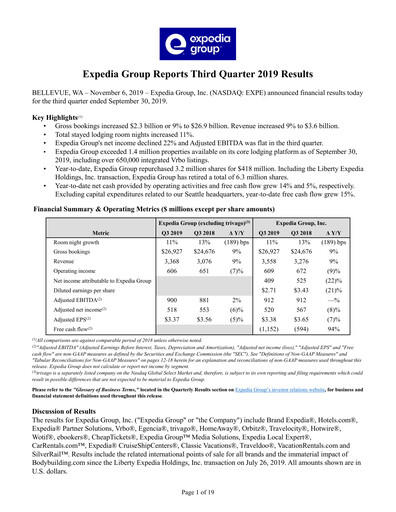 Miniature Expedia Group Rapport trimestriel 2019-q3