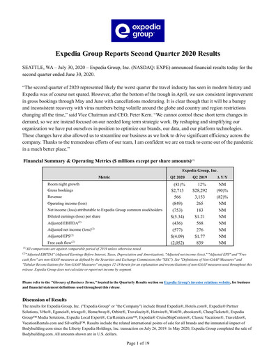 Miniature Expedia Group Rapport trimestriel 2020-q2