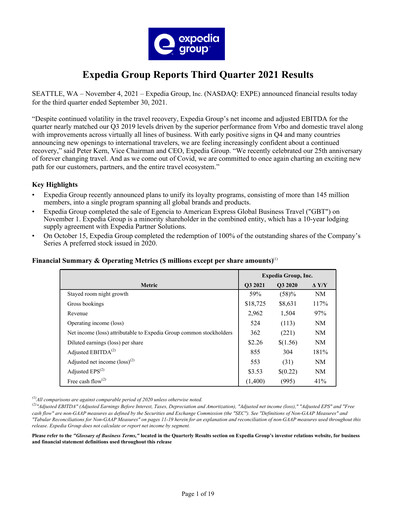 Miniature Expedia Group Rapport trimestriel 2021-q3