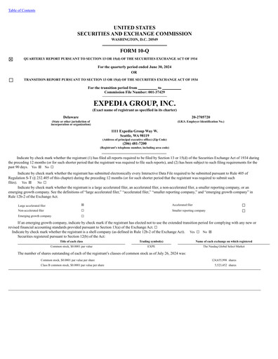Thumbnail Expedia Group Quarterly Report 2024-q2
