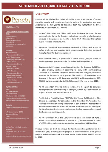 Miniature Perseus Mining Rapport trimestriel 2017-q3