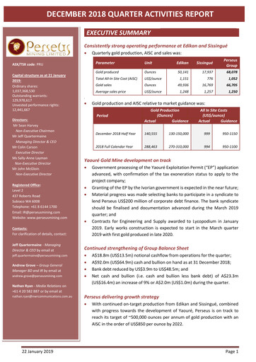 Miniature Perseus Mining Rapport trimestriel 2018-q4
