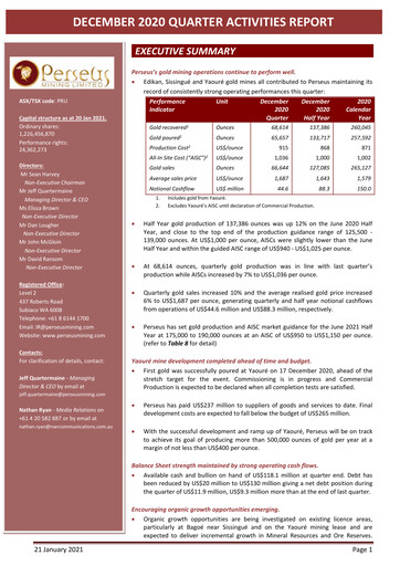 Thumbnail Perseus Mining Quarterly Report 2020-q4