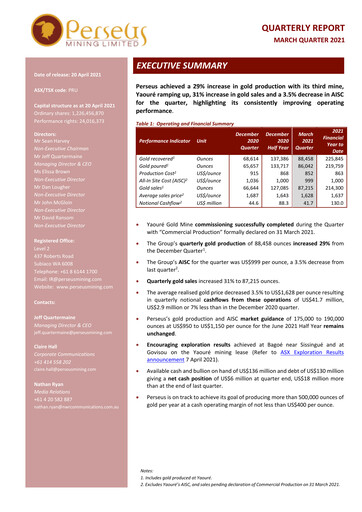 Miniature Perseus Mining Rapport trimestriel 2021-q1