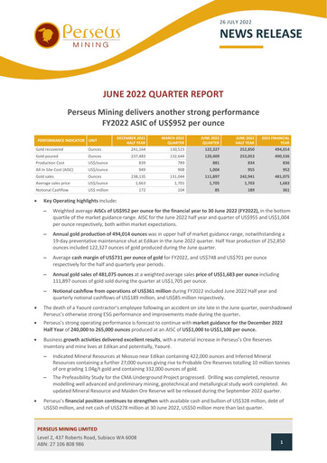Miniature Perseus Mining Rapport trimestriel 2022-q2