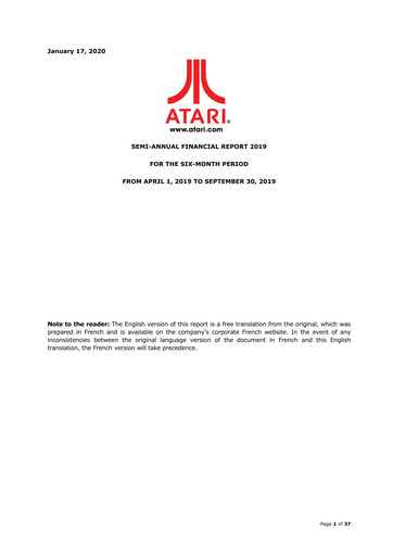 Miniature ATARI Rapport financier 2019-h1