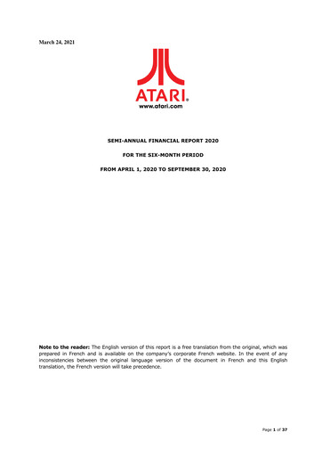 Miniature ATARI Rapport semestriel 2020-2021