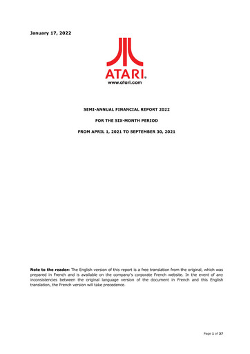 Miniature ATARI Rapport semestriel 2021-2022