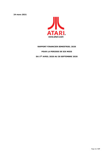 Miniature ATARI Rapport semestriel 2020-h1