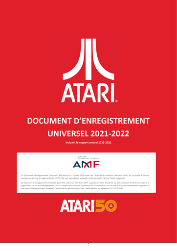 Thumbnail ATARI Universal Registration Document 2022
