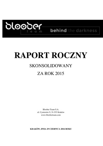 Thumbnail Bloober Team Annual Report 2015