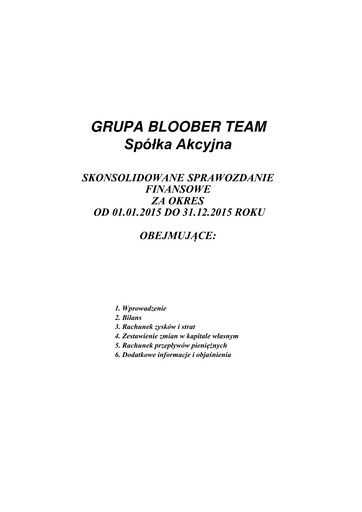 Thumbnail Bloober Team Financial Statement 2015