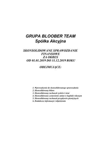 Thumbnail Bloober Team Financial Statement 2019