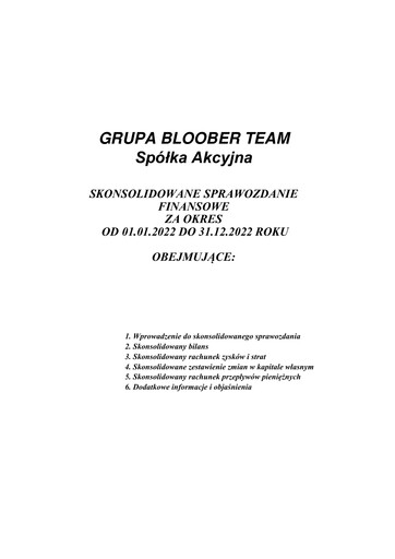 Thumbnail Bloober Team Financial Statement 2022