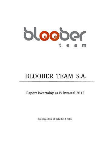 Thumbnail Bloober Team Quarterly Report 2012-q4