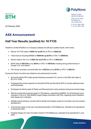 Thumbnail PolyNovo Financial Report 2025-h1