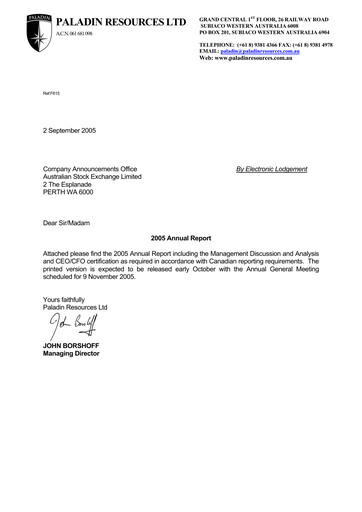 Thumbnail Paladin Energy Annual Report fy2005