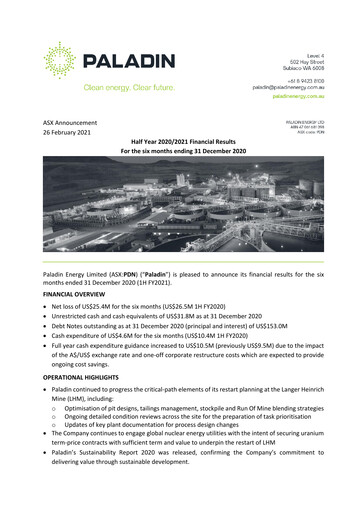 Thumbnail Paladin Energy Financial Report 2021-h1