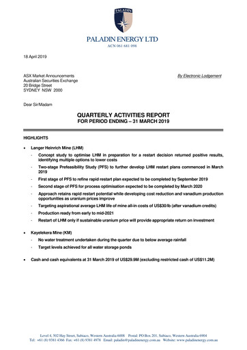 Thumbnail Paladin Energy Quarterly Report 2019-q3