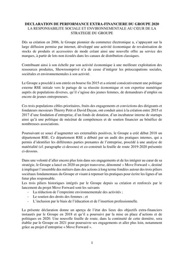 Miniature SRP Groupe (Showroomprive.com) Rapport ESG 2020