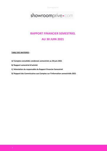 Thumbnail SRP Groupe (Showroomprive.com) Financial Statement 2021-h1