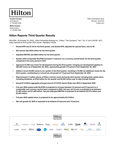 Thumbnail Hilton Worldwide Quarterly Report 2024-q3