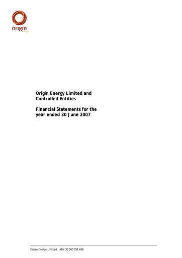 Miniature Origin Energy Bilan financier 2007