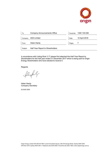 Vorschaubild Origin Energy Halbjahresbericht 2018-h1