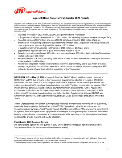 Thumbnail Ingersoll Rand Quarterly Report 2020-q1