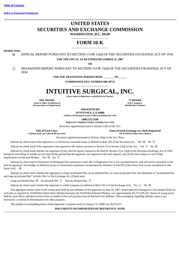 Thumbnail Intuitive Surgical Annual Report 2007