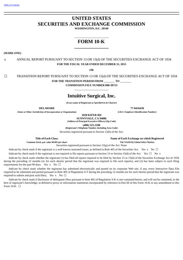 Thumbnail Intuitive Surgical Annual Report 2013