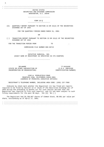 Thumbnail Intuitive Surgical Quarterly Report 2001-q1