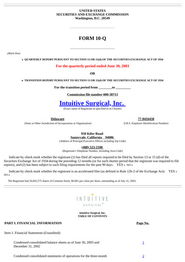 Thumbnail Intuitive Surgical Quarterly Report 2003-q2
