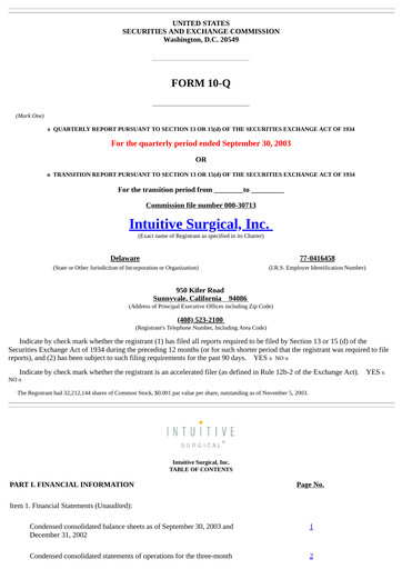 Thumbnail Intuitive Surgical Quarterly Report 2003-q3