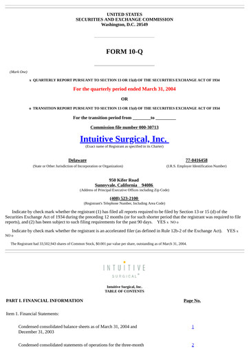 Thumbnail Intuitive Surgical Quarterly Report 2004-q1
