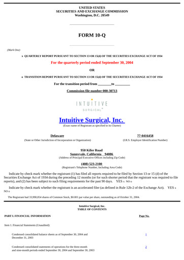 Thumbnail Intuitive Surgical Quarterly Report 2004-q3