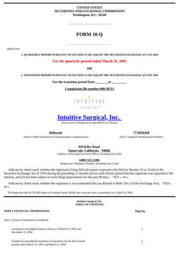 Thumbnail Intuitive Surgical Quarterly Report 2005-q1