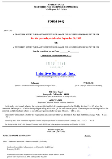Thumbnail Intuitive Surgical Quarterly Report 2005-q3