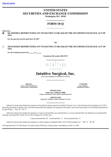 Thumbnail Intuitive Surgical Quarterly Report 2007-q2