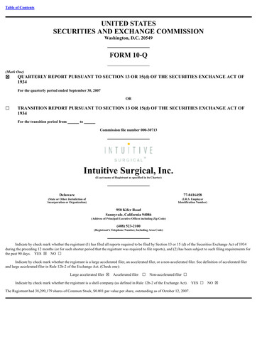 Thumbnail Intuitive Surgical Quarterly Report 2007-q3