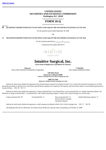 Thumbnail Intuitive Surgical Quarterly Report 2008-q3