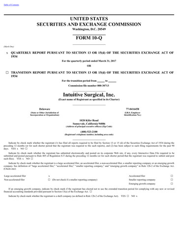 Thumbnail Intuitive Surgical Quarterly Report 2017-q1
