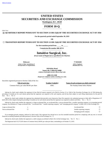 Thumbnail Intuitive Surgical Quarterly Report 2019-q3