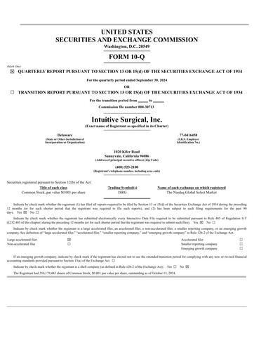Thumbnail Intuitive Surgical Quarterly Report 2024-q3