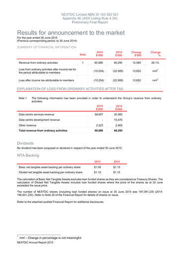 Thumbnail NEXTDC Annual Report fy2015