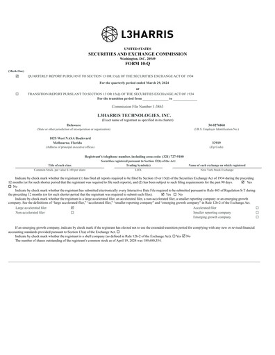 Thumbnail L3Harris Technologies Quarterly Report 2024-q1