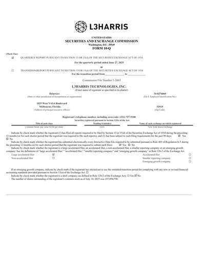 Thumbnail L3Harris Technologies Quarterly Report 2025-q2